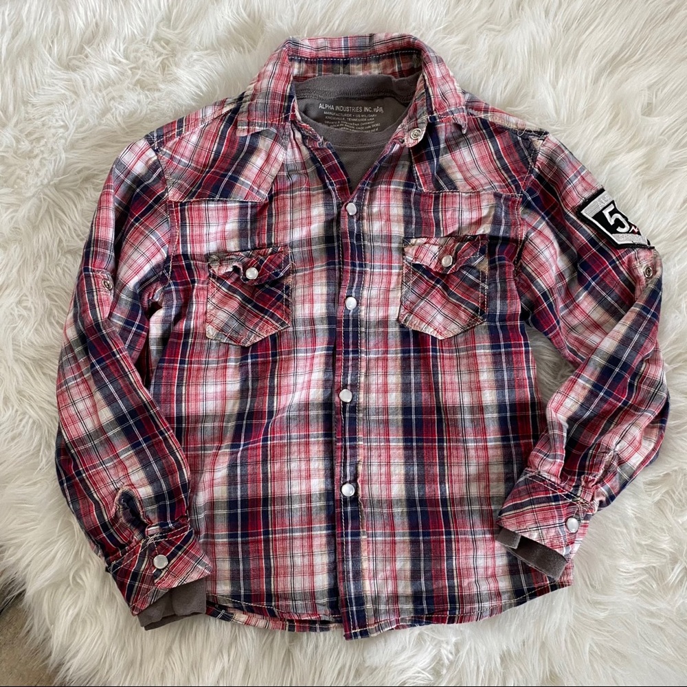 Alpha Industries Girls Size 8 Plaid Button down